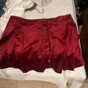 Red shein button up skirt